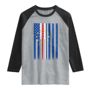 Half Cape Verdean Half American Raglan Shirt Cabo Verdean Roots Vintage Cape Verde Flag