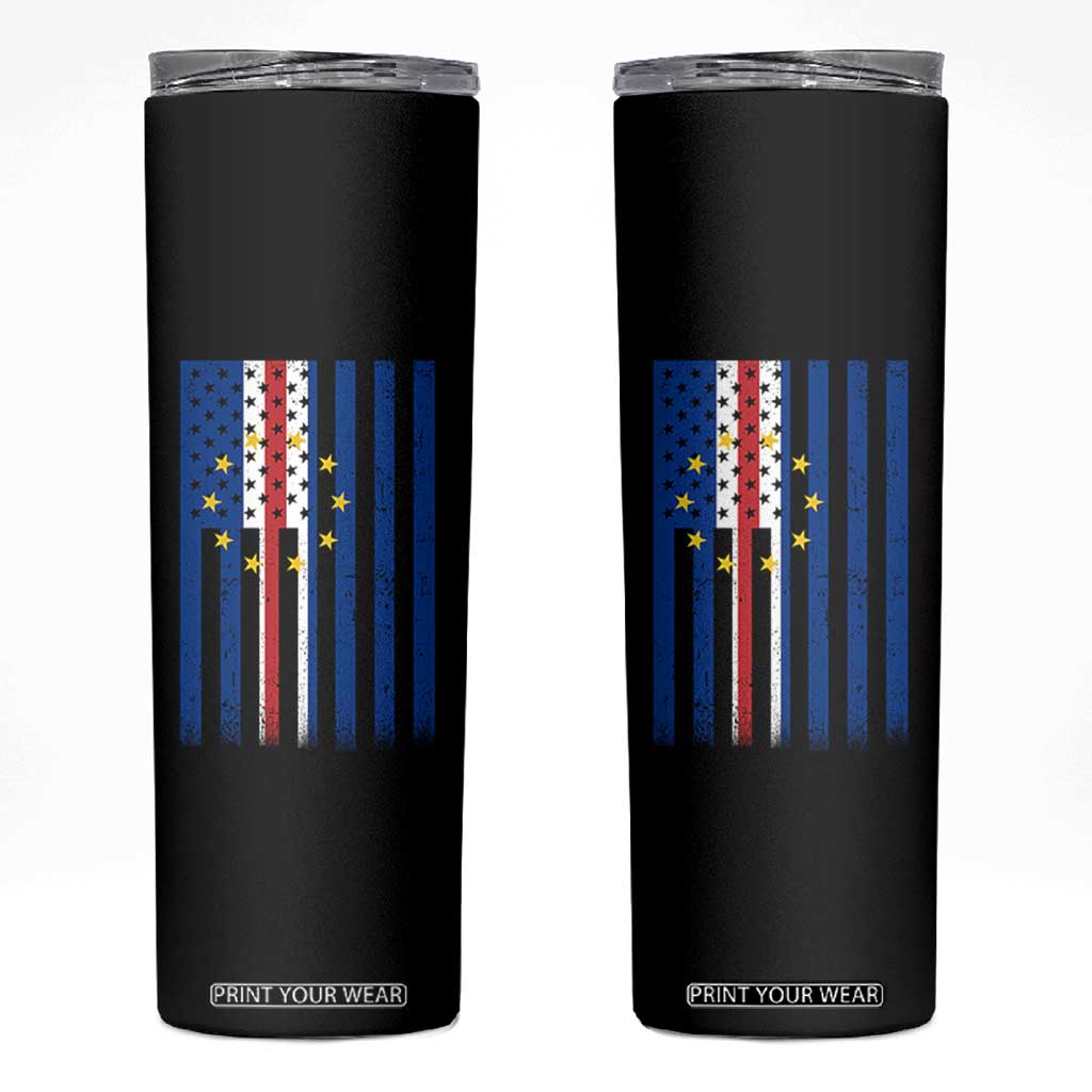 Half Cape Verdean Half American Skinny Tumbler Cabo Verdean Roots Vintage Cape Verde Flag