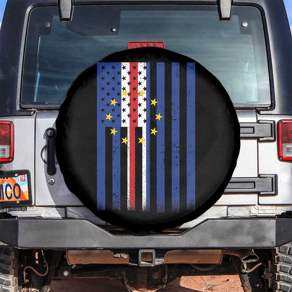 Half Cape Verdean Half American Spare Tire Cover Cabo Verdean Roots Vintage Cape Verde Flag TS11 No hole Black Print Your Wear