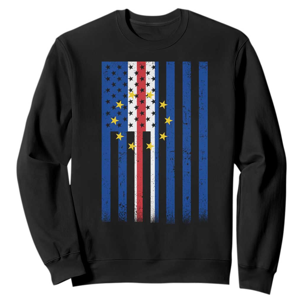 Half Cape Verdean Half American Sweatshirt Cabo Verdean Roots Vintage Cape Verde Flag