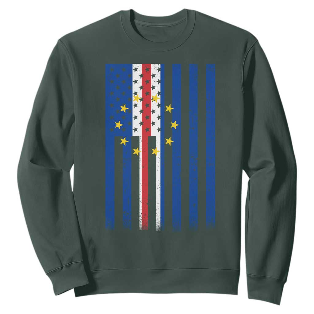 Half Cape Verdean Half American Sweatshirt Cabo Verdean Roots Vintage Cape Verde Flag