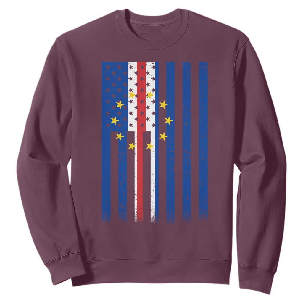 Half Cape Verdean Half American Sweatshirt Cabo Verdean Roots Vintage Cape Verde Flag