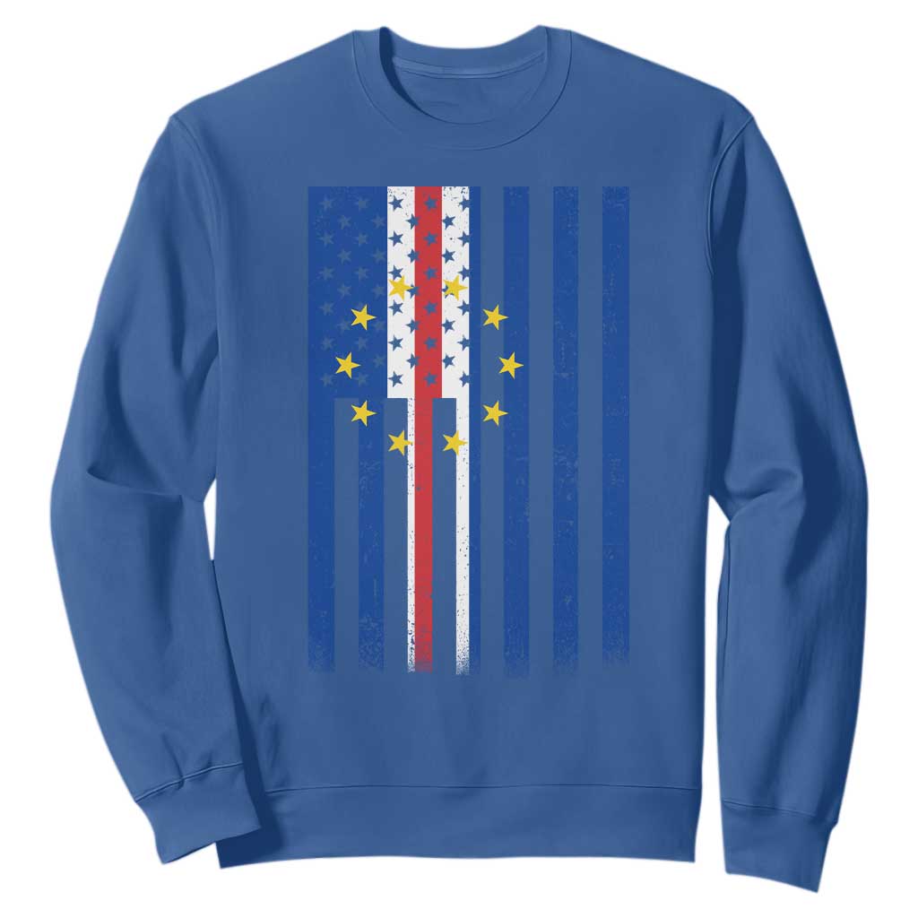 Half Cape Verdean Half American Sweatshirt Cabo Verdean Roots Vintage Cape Verde Flag