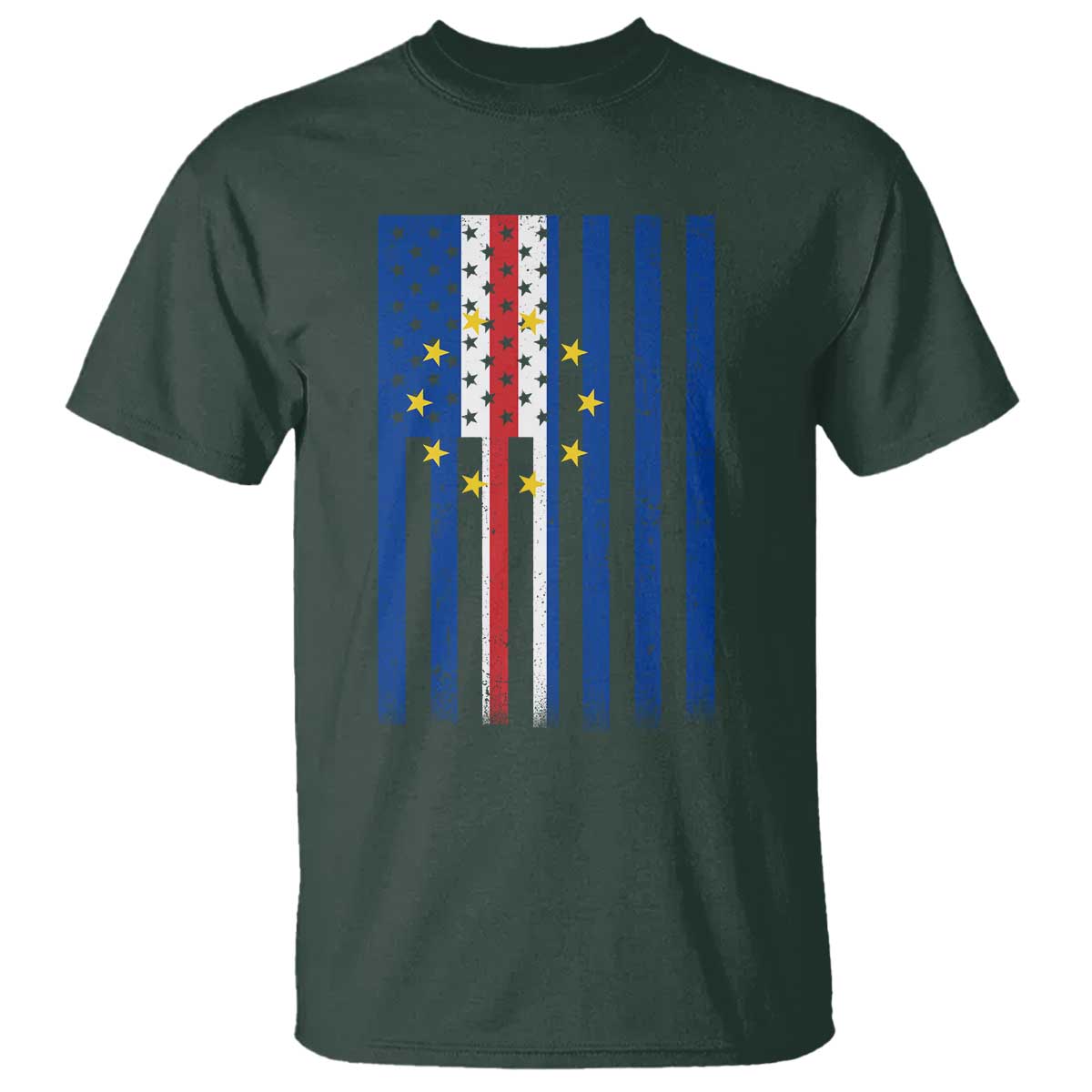 Half Cape Verdean Half American T Shirt Cabo Verdean Roots Vintage Cape Verde Flag