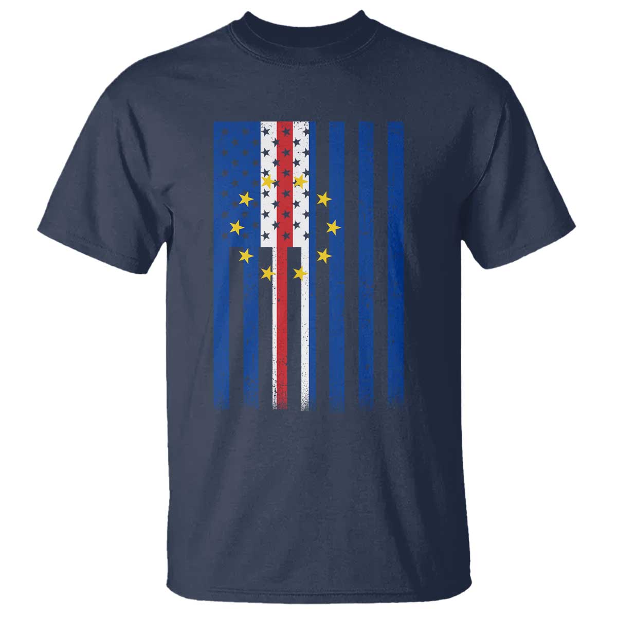 Half Cape Verdean Half American T Shirt Cabo Verdean Roots Vintage Cape Verde Flag