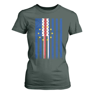 Half Cape Verdean Half American T Shirt For Women Cabo Verdean Roots Vintage Cape Verde Flag