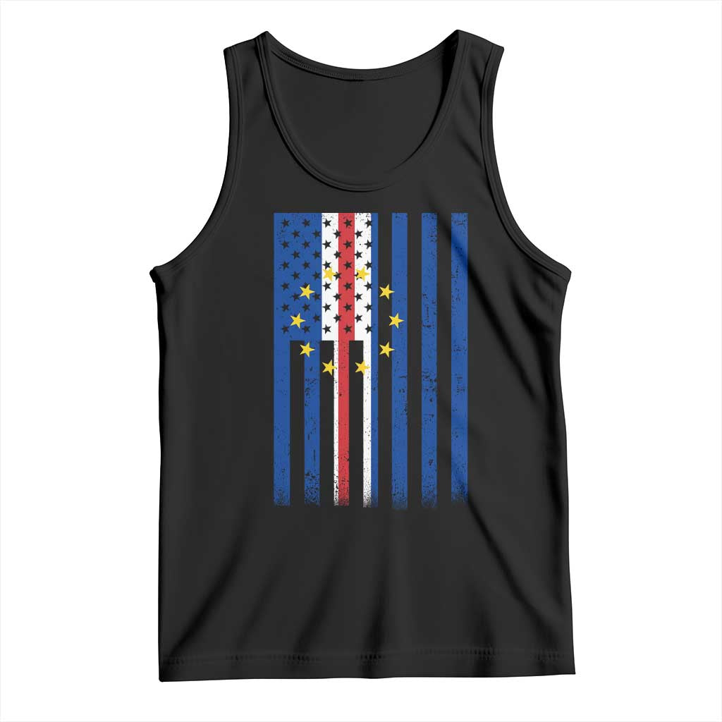 Half Cape Verdean Half American Tank Top Cabo Verdean Roots Vintage Cape Verde Flag TS11 Black Print Your Wear