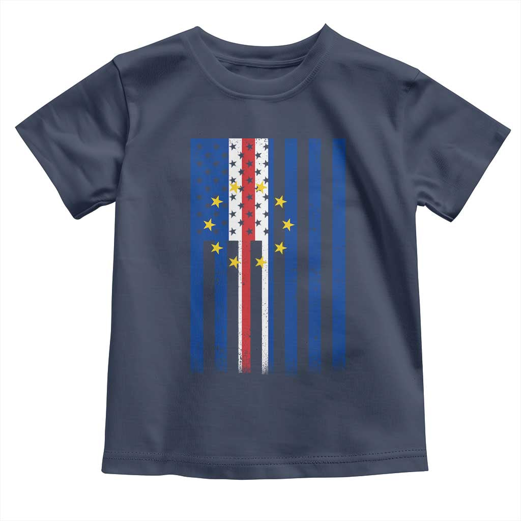 Half Cape Verdean Half American Toddler T Shirt Cabo Verdean Roots Vintage Cape Verde Flag