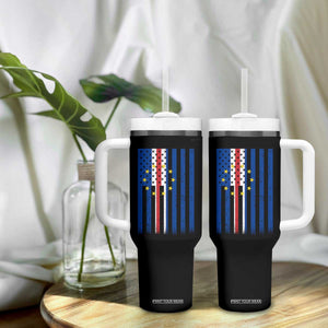 Half Cape Verdean Half American Tumbler With Handle Cabo Verdean Roots Vintage Cape Verde Flag