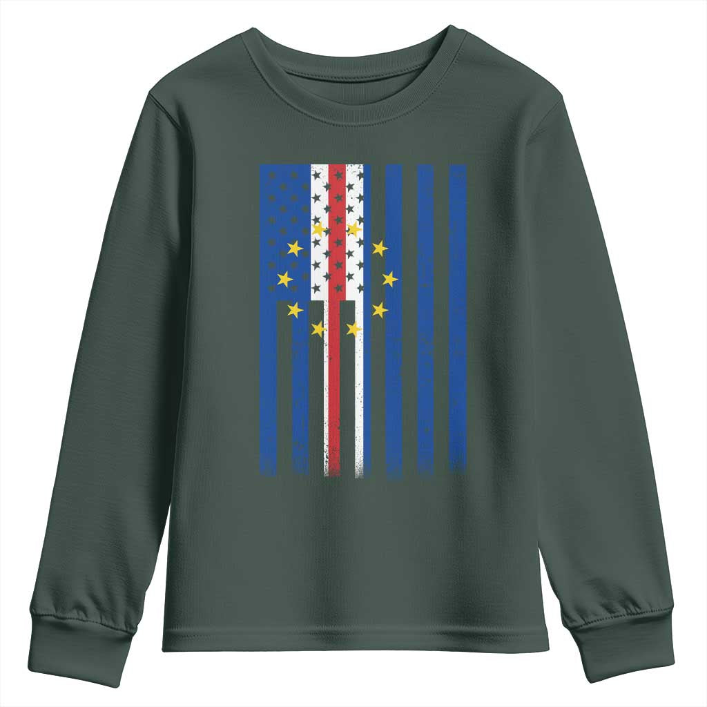 Half Cape Verdean Half American Youth Sweatshirt Cabo Verdean Roots Vintage Cape Verde Flag