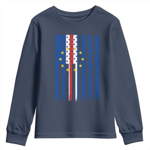 Half Cape Verdean Half American Youth Sweatshirt Cabo Verdean Roots Vintage Cape Verde Flag