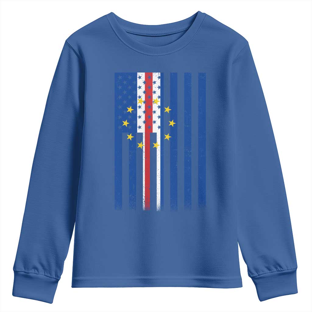 Half Cape Verdean Half American Youth Sweatshirt Cabo Verdean Roots Vintage Cape Verde Flag