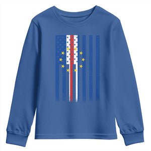 Half Cape Verdean Half American Youth Sweatshirt Cabo Verdean Roots Vintage Cape Verde Flag