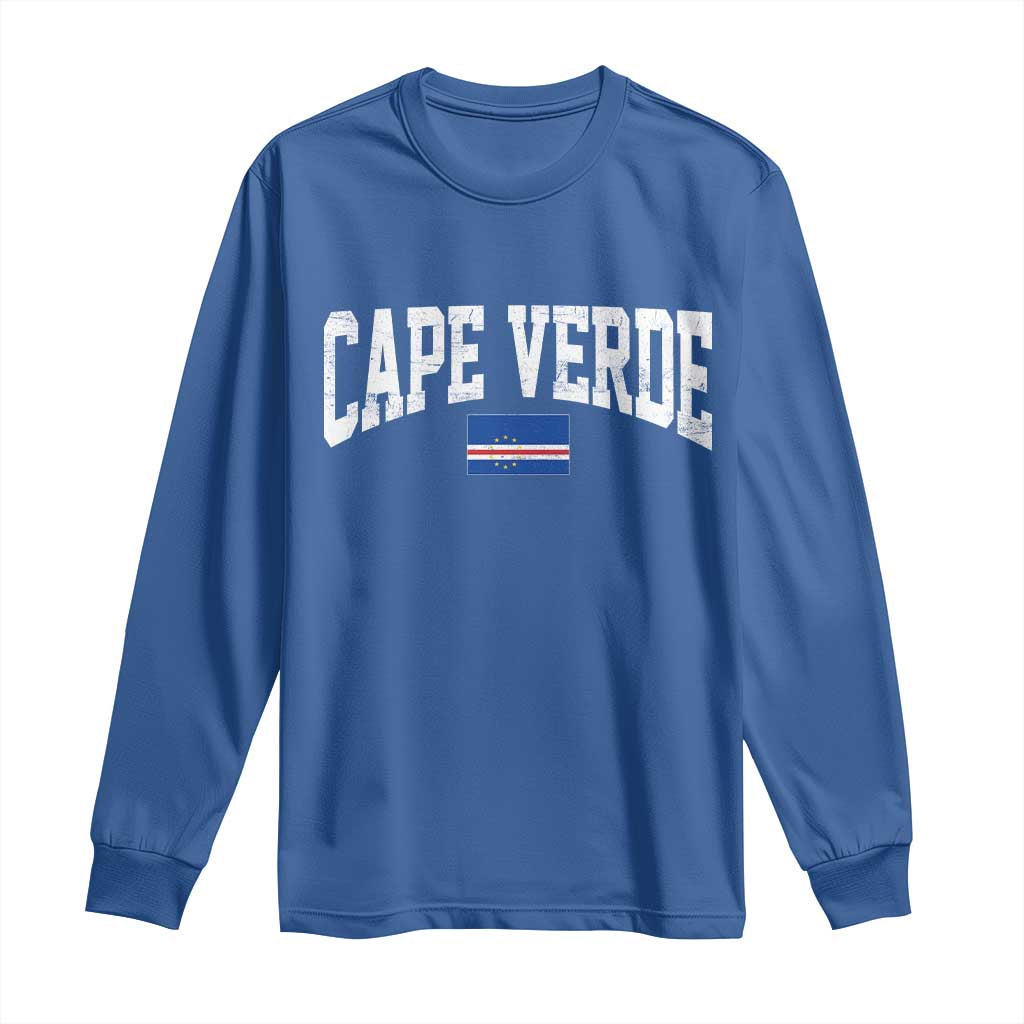 Cape Verde Sports Throwback Long Sleeve Shirt Cabo Verdean Pride TS11 Royal Blue Print Your Wear