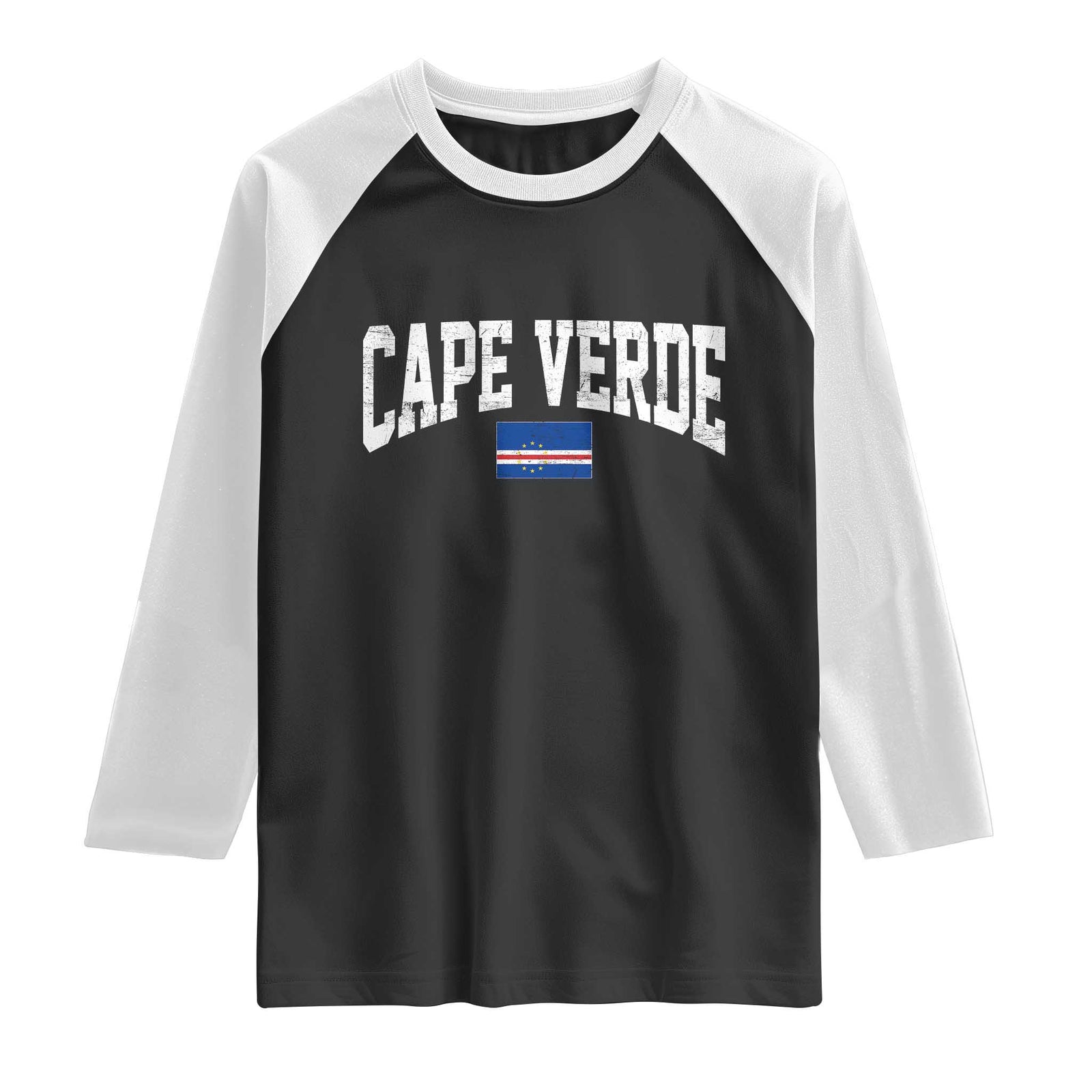 Cape Verde Sports Throwback Raglan Shirt Cabo Verdean Pride TS11 Black White Print Your Wear