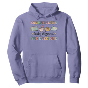 Special Education Teacher Hoodie Communication Looks Different For Everyone Autism Speech Therapy TS11 Violet Print Your Wear
