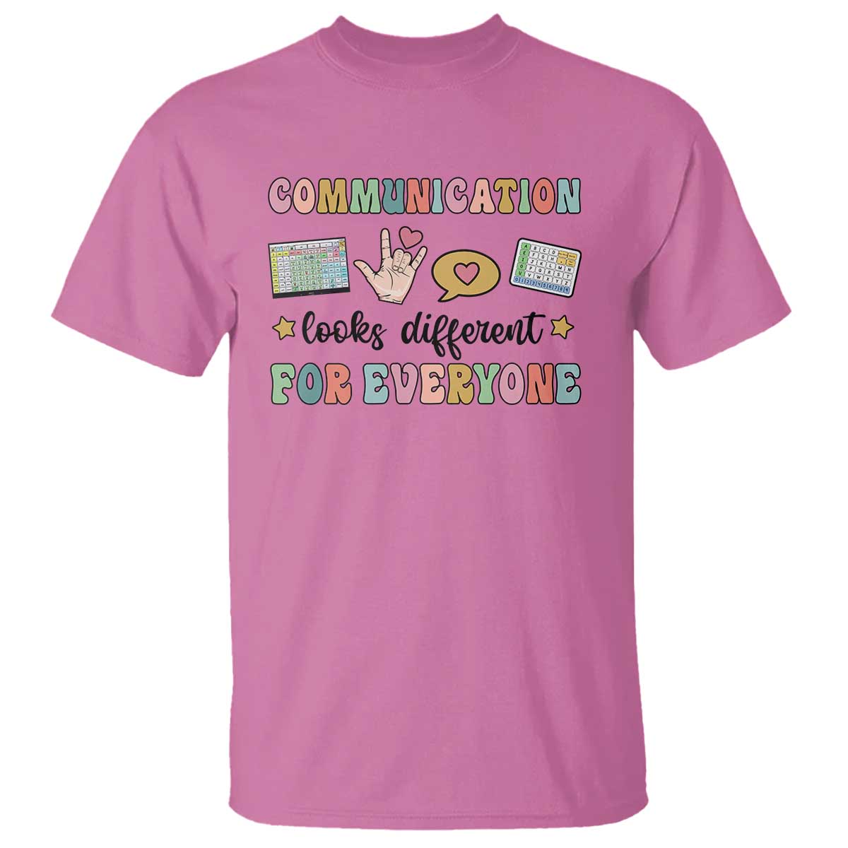 Special Education Teacher T Shirt Communication Looks Different For Everyone Autism Speech Therapy TS11 Azalea Print Your Wear