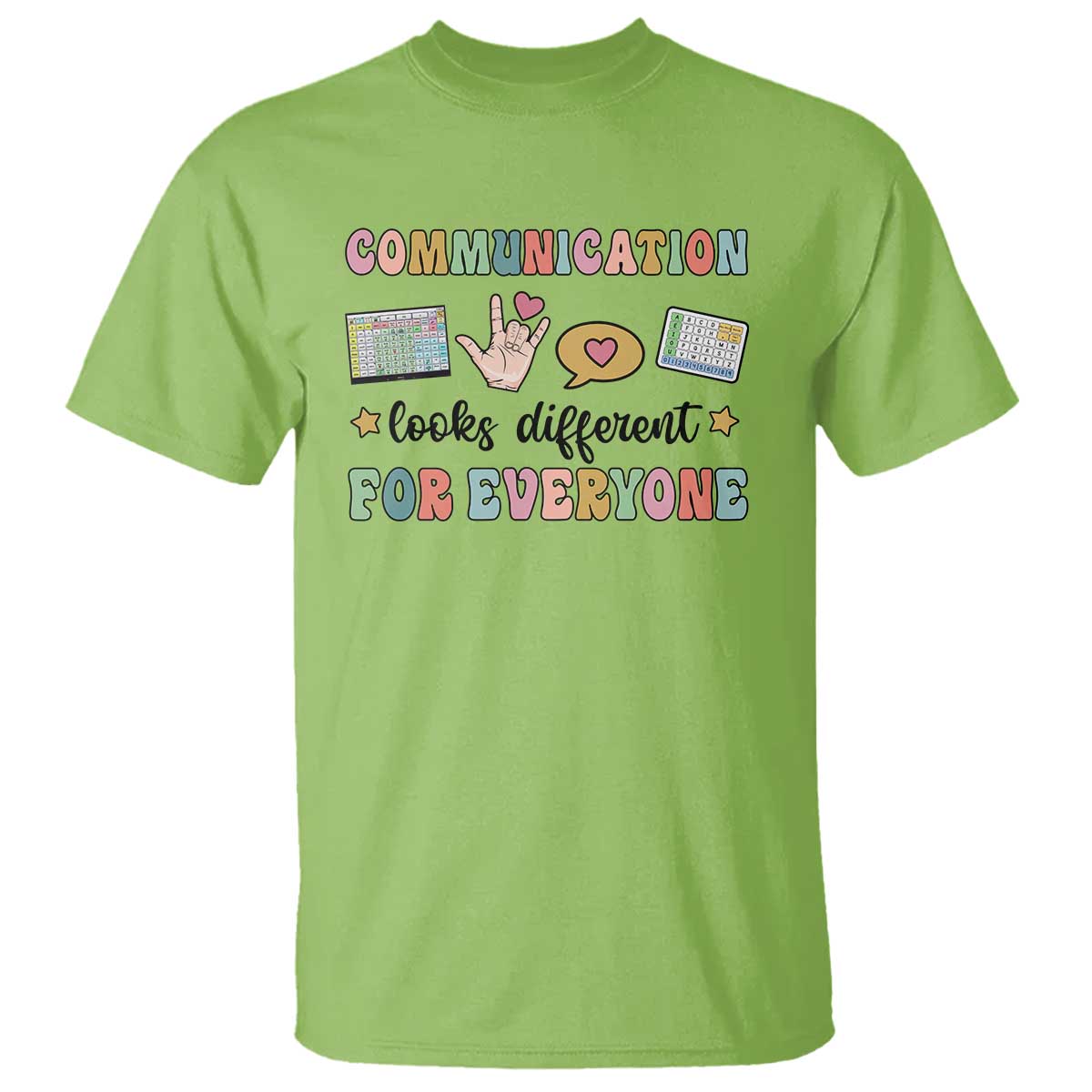 Special Education Teacher T Shirt Communication Looks Different For Everyone Autism Speech Therapy TS11 Lime Print Your Wear