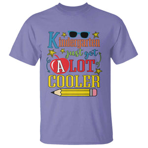 Funny Kindergarten Just Got A Lot Cooler T Shirt First Day Of School Sunglass Red Apple TS11 Violet Print Your Wear
