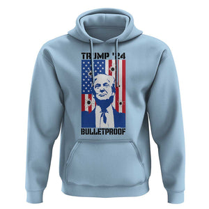 Trump' 24 Hoodie Bulletproof American Flag 45 47 TS11 Light Blue Print Your Wear