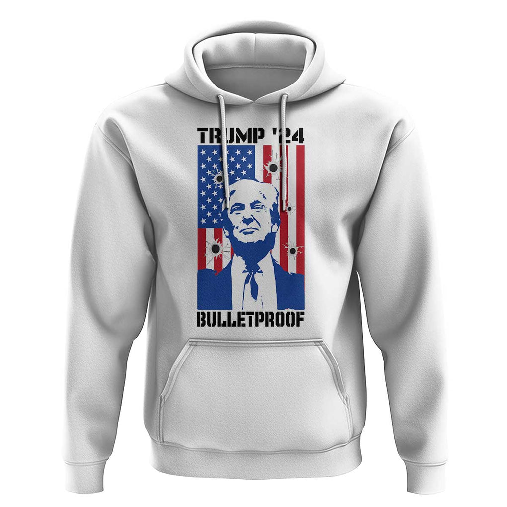 Trump' 24 Hoodie Bulletproof American Flag 45 47 TS11 White Print Your Wear