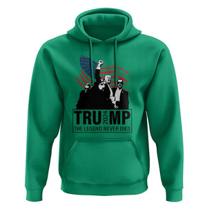 Trump The Legend Never Dies 2024 Hoodie American Flag Raised Fist TS11 Irish Green Print Your Wear