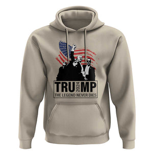 Trump The Legend Never Dies 2024 Hoodie American Flag Raised Fist TS11 Sand Print Your Wear