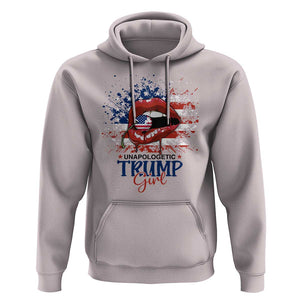 Unapologetic Trump Girl Hoodie Red Lips Cherry American Flag TS11 Ice Gray Print Your Wear