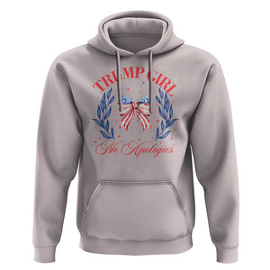 Trump Girl No Apologies Hoodie Coquette American Flag Patriotic Bow TS11 Ice Gray Print Your Wear