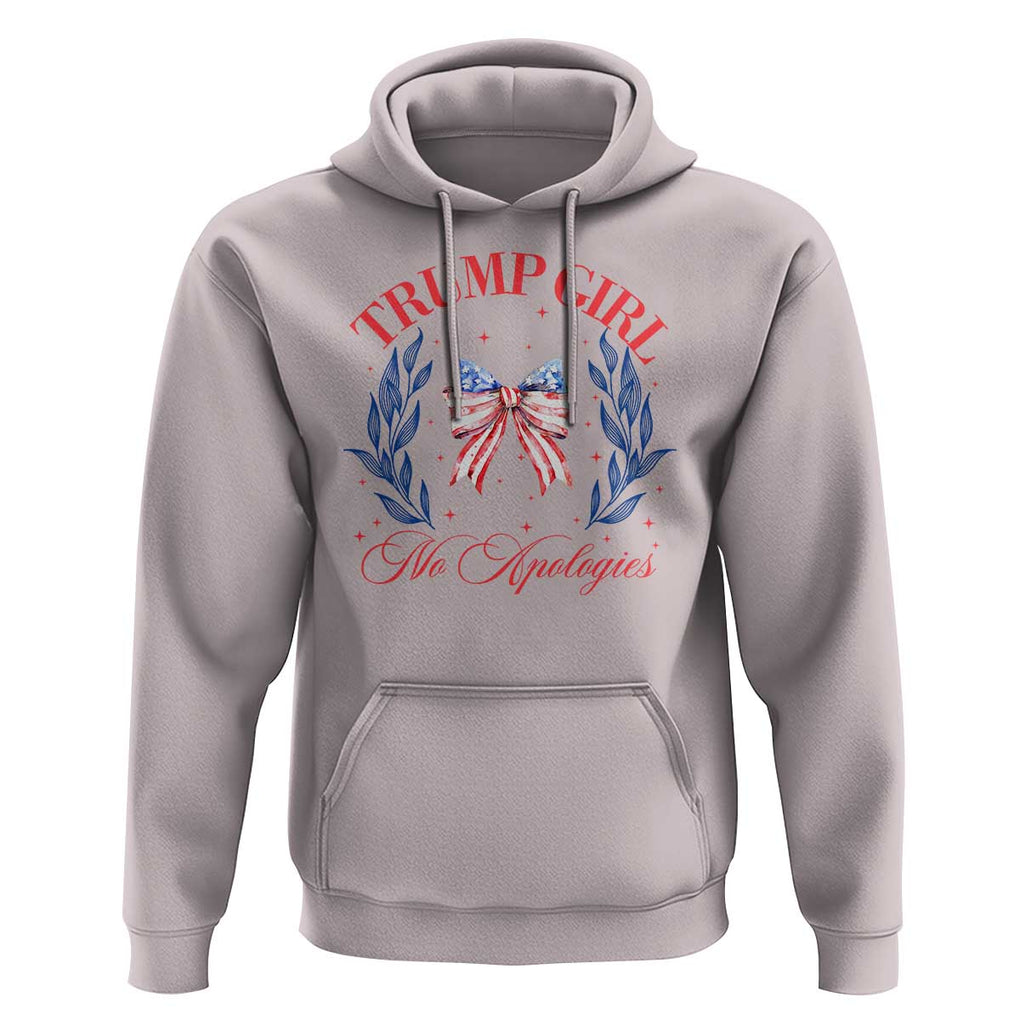 Trump Girl No Apologies Hoodie Coquette American Flag Patriotic Bow TS11 Ice Gray Print Your Wear