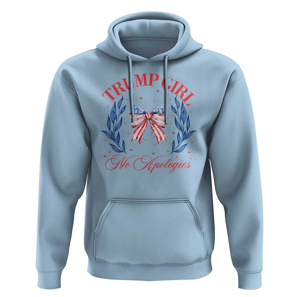 Trump Girl No Apologies Hoodie Coquette American Flag Patriotic Bow TS11 Light Blue Print Your Wear