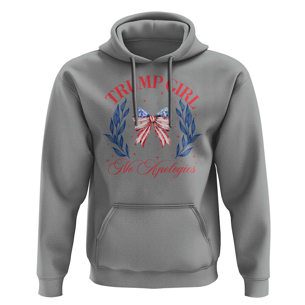 Trump Girl No Apologies Hoodie Coquette American Flag Patriotic Bow TS11 Sport Gray Print Your Wear