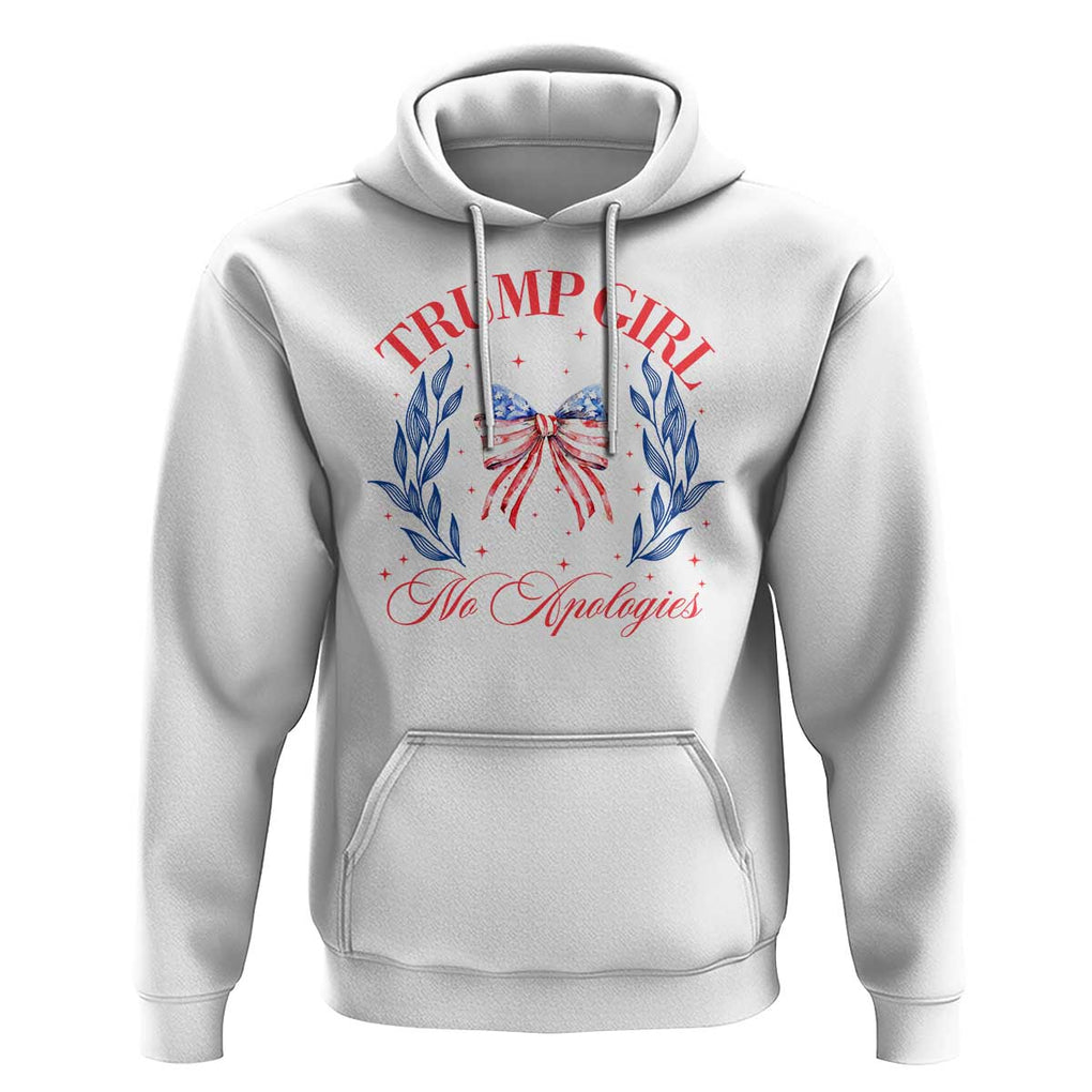 Trump Girl No Apologies Hoodie Coquette American Flag Patriotic Bow TS11 White Print Your Wear