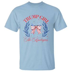 Trump Girl No Apologies T Shirt Coquette American Flag Patriotic Bow TS11 Light Blue Print Your Wear