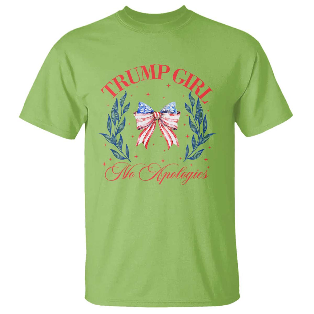 Trump Girl No Apologies T Shirt Coquette American Flag Patriotic Bow TS11 Lime Print Your Wear