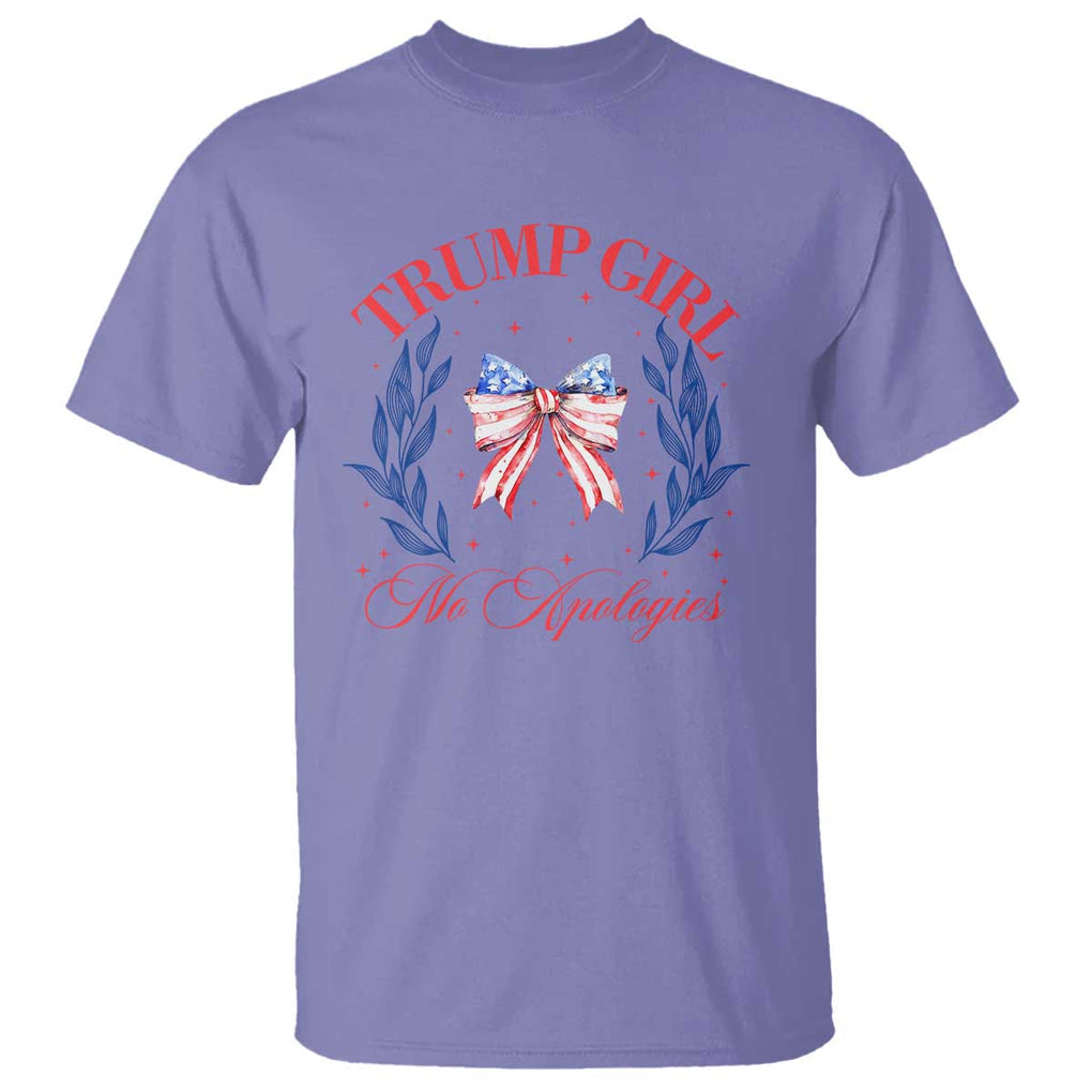 Trump Girl No Apologies T Shirt Coquette American Flag Patriotic Bow TS11 Violet Print Your Wear