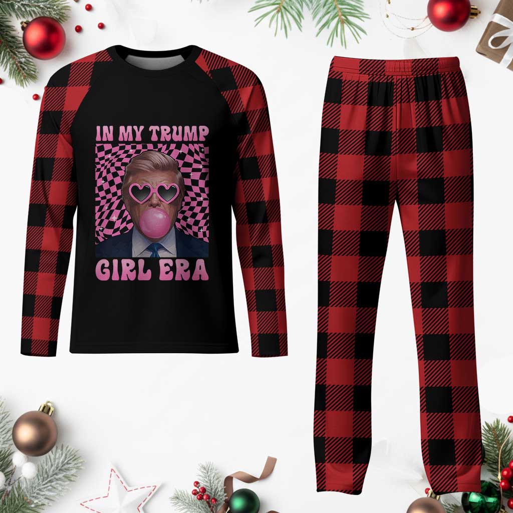 In My Trump Girl Era Plaid Pajama Set Retro Groove Pink Bubble Gum Glasses TS11 Buffalo Plaid Print Your Wear