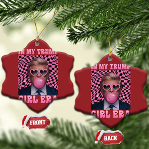 In My Trump Girl Era Christmas Ornament Retro Groove Pink Bubble Gum Glasses TS11 Snow Flake Red Print Your Wear