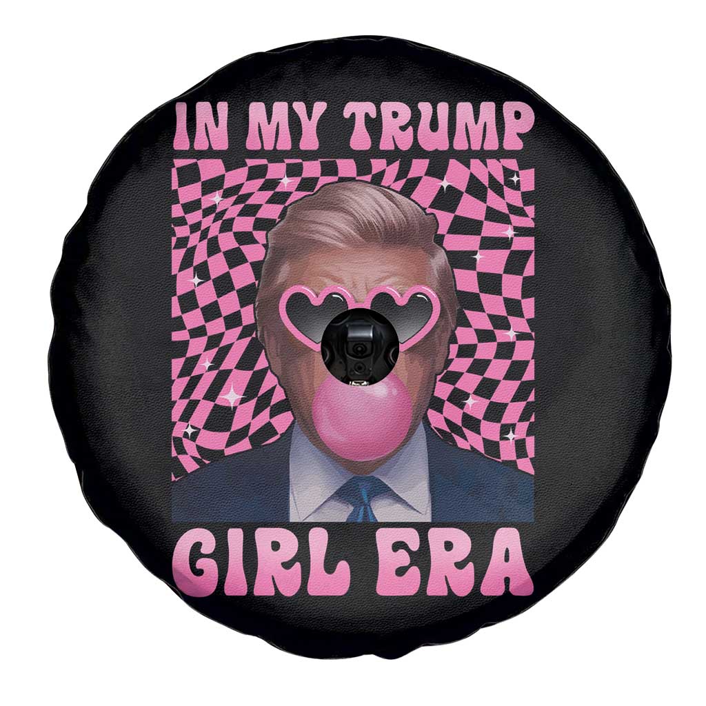 In My Trump Girl Era Spare Tire Cover Retro Groove Pink Bubble Gum Glasses TS11 Print Your Wear