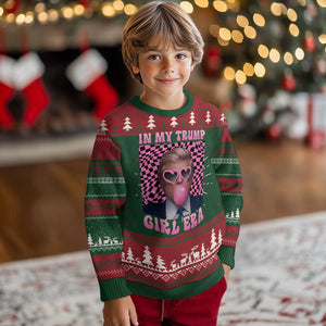In My Trump Girl Era Ugly Christmas Sweater Retro Groove Pink Bubble Gum Glasses TS11 Christmas Print Your Wear