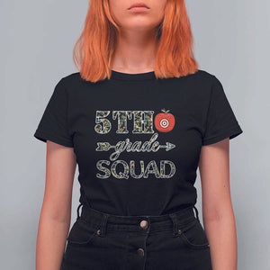 Funny Back To School Hunting T Shirt For Women 5TH Grade Squad Camo Flag Apple Arrow TS11 Black Print Your Wear