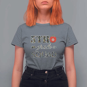 Funny Back To School Hunting T Shirt For Women 5TH Grade Squad Camo Flag Apple Arrow TS11 Charcoal Print Your Wear