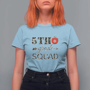 Funny Back To School Hunting T Shirt For Women 5TH Grade Squad Camo Flag Apple Arrow TS11 Light Blue Print Your Wear