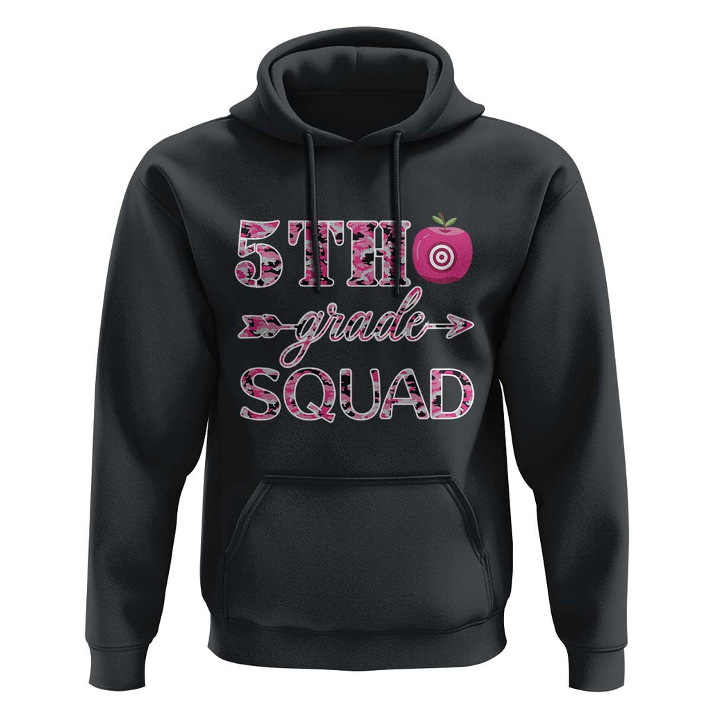 Funny Back To School Hunting Hoodie 5TH Grade Squad Pink Camo Flag Apple Arrow TS11 Black Print Your Wear