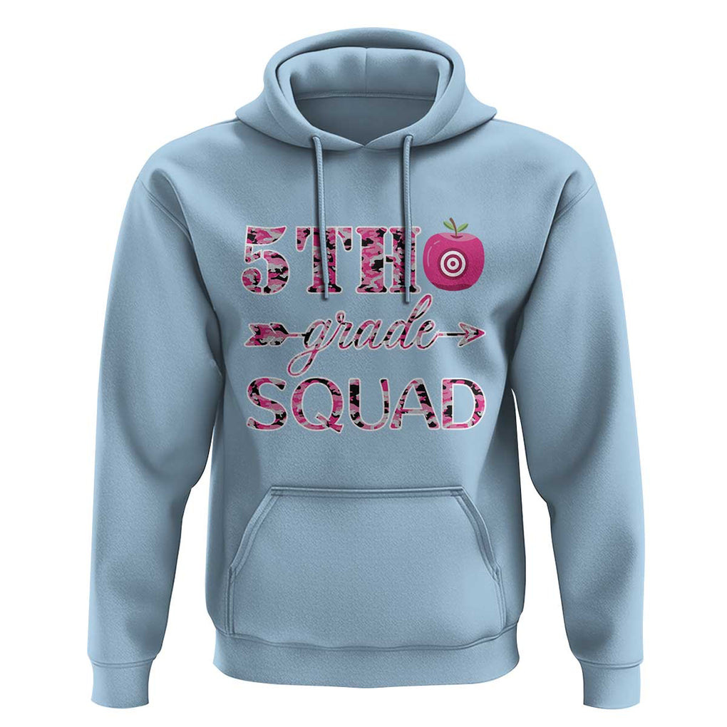 Funny Back To School Hunting Hoodie 5TH Grade Squad Pink Camo Flag Apple Arrow TS11 Light Blue Print Your Wear