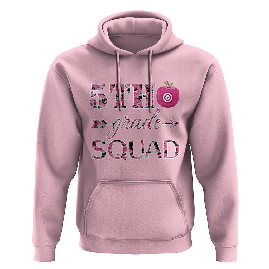 Funny Back To School Hunting Hoodie 5TH Grade Squad Pink Camo Flag Apple Arrow TS11 Light Pink Print Your Wear