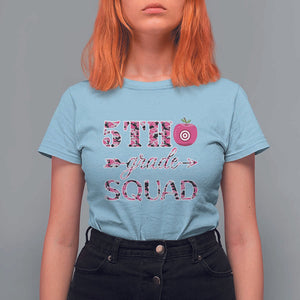 Funny Back To School Hunting T Shirt For Women 5TH Grade Squad Pink Camo Flag Apple Arrow TS11 Light Blue Print Your Wear