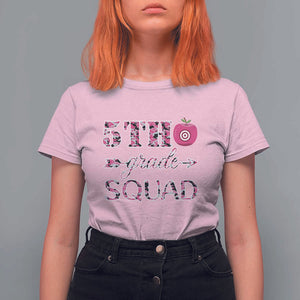 Funny Back To School Hunting T Shirt For Women 5TH Grade Squad Pink Camo Flag Apple Arrow TS11 Light Pink Print Your Wear