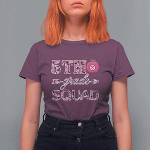 Funny Back To School Hunting T Shirt For Women 5TH Grade Squad Pink Camo Flag Apple Arrow TS11 Maroon Print Your Wear