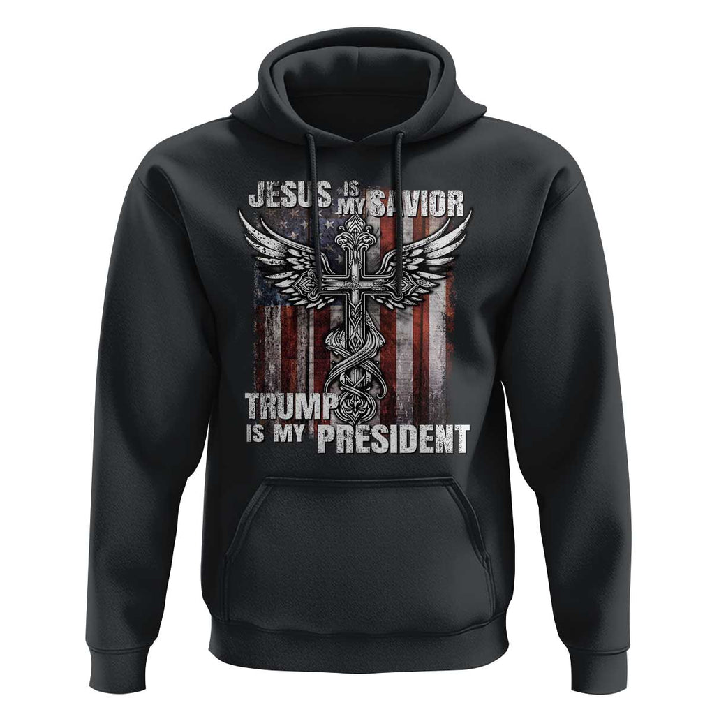 Jesus Is My Savior Trump Is My President Hoodie American Flag Cross TS11 Black Print Your Wear